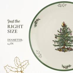 Spode Christmas Tree Round Platter - 14-Inch Holiday Serving Plate - Classic Christmas Dinnerware With Green Accents - Dishwasher & Microwave Safe -Spode GUEST d24b5594 5a77 4120 850a e1a5ed683067
