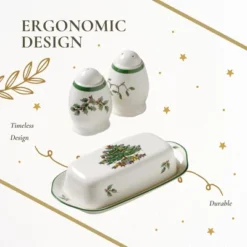 Spode Christmas Tree 3-Piece Hostess Set - Butter Dish With Lid, Salt Shaker, Pepper Shaker - Dishwasher Safe Collectible Gift Set -Spode GUEST d28d8e88 208a 4cfe 8229 c546b76caa97