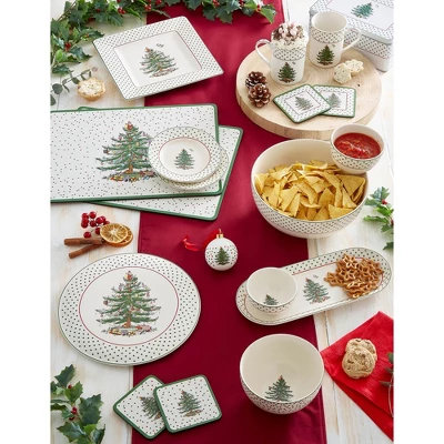 Spode Christmas Tree 6" Polka Dot Tidbit Plates (Set Of 4) - Appetizer Plates With Festive Polka Dot Border - Dishwasher & Microwave Safe Porcelain 8 Spode Christmas Tree 6" Polka Dot Tidbit Plates (Set Of 4) - Appetizer Plates With Festive Polka Dot Border - Dishwasher & Microwave Safe Porcelain - Image 6
