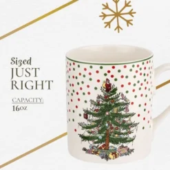 Spode Christmas Tree Polka Dot Mug, 16-Ounce Ceramic Cup With Handle - Festive Holiday Design - Microwave, Dishwasher, Freezer Safe -Spode GUEST d78d2833 feca 4738 b690 91ee9a652467