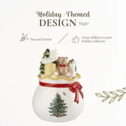 Spode Christmas Tree Candy Bowl With Lid, 8" Fine Earthenware Christmas Candy Storage Jar - Great For Festive Decor & Gifting -Spode GUEST d8a81b54 98b5 45b3 9ac9 a26dcd67251c
