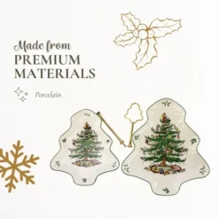 Spode Christmas Tree 2-Tiered Server, Tree-Shaped - Holiday Cupcake Stand, Dessert Display Set, Porcelain Serving Platter, 10" & 8", Dishwasher Safe -Spode GUEST d9263160 1158 4ef1 bcfc ecb4adb2f549