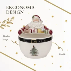 Spode Christmas Tree 7-Inch Santa Nut Bowl - Decorative Serving Bowl For Candies, Nuts, Or Desserts - Christmas Holiday Season, Fine Earthenware -Spode GUEST daa0ced4 ff3a 431c 9ed1 f7c2083f97a6