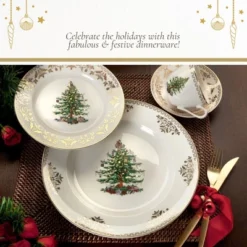 Spode Christmas Tree Gold Collection Dinner Plates, Set Of 4 -Spode GUEST dc20a692 d06b 4f67 a195 5c7cb9951ab8