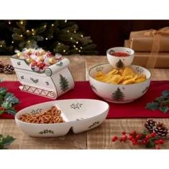 Spode Christmas Tree Divided Server, 9-Inch Round Festive Serveware, Holiday Entertaining Platter - Fine Porcelain, Dishwasher & Microwave Safe -Spode GUEST dcfcac4d b7e1 46c2 85f9 d6dfa70ed3e8