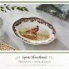 Spode Woodland Pheasant Pickle Dish - 8.5" Porcelain Tray With British Flowers Border & Scalloped Edge, Microwave, Dishwasher, Oven & Freezer Safe