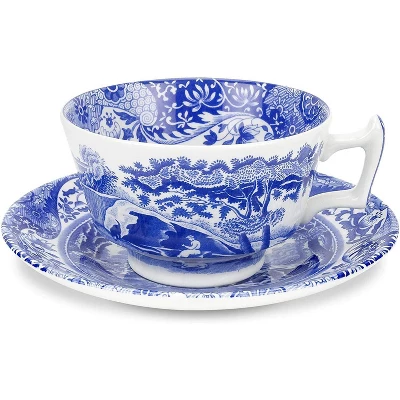 Spode Blue Italian 20oz Jumbo Cup & Saucer Set - Scenic Motif & Decorative Border - Elegant Hot Beverage Mug For Tea, Coffee 9 Spode Blue Italian 20oz Jumbo Cup & Saucer Set - Scenic Motif & Decorative Border - Elegant Hot Beverage Mug For Tea, Coffee - Image 8