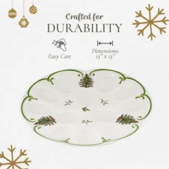 Spode Christmas Tree Deviled Egg Plate, 13 Inch Holiday Egg Serving Platter - Christmas Tree & Mistletoe Motif, Fine Porcelain, Dishwasher Safe -Spode GUEST e089e152 9724 4e6c 95e1 17f57395d6ee