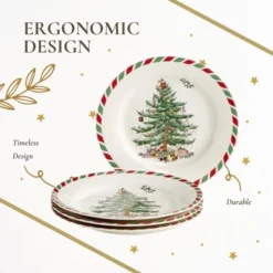 Spode Christmas Tree 8" Candy Cane Appetizer Plates (Set Of 4) - Festive Holiday Tableware, Dishwasher & Microwave Safe -Spode GUEST e242bdb0 1547 4061 bfc7 c7089a224c7c