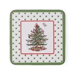 Spode Christmas Tree Polka Dot Mug & Coaster Set With Tin Box (5-Piece Set) - Porcelain Mugs And Cork-Backed Coasters - Dishwasher & Microwave Safe -Spode GUEST e5c8d44f ed3f 40b9 8824 1171a02fba44