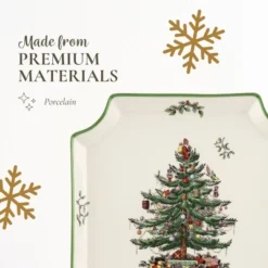 Spode Christmas Tree Canape Plate - 8" Holiday Serving Dish - Fine Porcelain With Red Border, Dishwasher Safe - Ideal Christmas Tableware -Spode GUEST e9a67cf4 bbdf 4f6a aa01 96ea478cf587