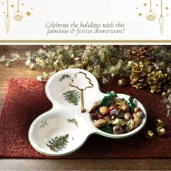 Spode Christmas Tree 3 Section Server With Tree Handle - Divided Serving Tray - Festive Earthenware Tableware For Seasonal Entertaining And Hosting -Spode GUEST eaf2a22f 283f 40f2 8cce 873c9b2d6744