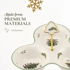 Spode Christmas Tree 3 Section Server With Tree Handle - Divided Serving Tray - Festive Earthenware Tableware For Seasonal Entertaining And Hosting -Spode GUEST ee145188 11e7 4844 8c65 ba934eb4b353