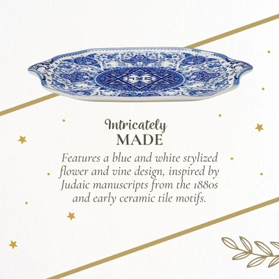 Spode Judaica Collection Matzoh Plate - Blue & White Floral Ceramic Inspired By 1880's Judaic Manuscripts - 11.5 Inch - Microwave & Dishwasher Safe 7 Spode Judaica Collection Matzoh Plate - Blue & White Floral Ceramic Inspired By 1880's Judaic Manuscripts - 11.5 Inch - Microwave & Dishwasher Safe - Image 5