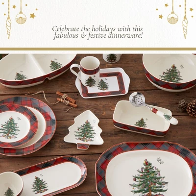 Spode Christmas Tree Tartan 12" Buffet Plate - Classic Christmas Design With Tartan Border - Dishwasher, Microwave, Freezer Safe 5 Spode Christmas Tree Tartan 12" Buffet Plate - Classic Christmas Design With Tartan Border - Dishwasher, Microwave, Freezer Safe - Image 4