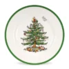 Spode Christmas Tree 10.5" Dinner Plate (Set Of 4) - Festive Holiday Stoneware Plate With Christmas Tree & Green Borders, Dishwasher & Oven Safe