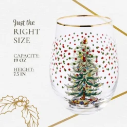 Spode Christmas Tree 19 Fl. Oz. Stemless Wineglass (Set Of 4), Polka Dot - Elegant Tumblers & Decorative Wine Glasses For Holiday Entertaining -Spode GUEST f4fa998a f28b 4ebb b811 953c499067de
