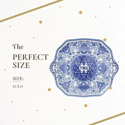 Spode Judaica Collection Matzoh Plate - Blue & White Floral Ceramic Inspired By 1880's Judaic Manuscripts - 11.5 Inch - Microwave & Dishwasher Safe 8 Spode Judaica Collection Matzoh Plate - Blue & White Floral Ceramic Inspired By 1880's Judaic Manuscripts - 11.5 Inch - Microwave & Dishwasher Safe - Image 6