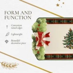 Spode Christmas Tree Figural Tartan Tray, 12-Inch Festive Serving Tray With Tartan Border, Christmas Serving Tray - Fine Earthenware -Spode GUEST f6f64881 82a6 4200 b0ba 20f2692877a3