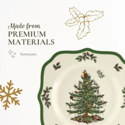 Spode Christmas Tree Scalloped Salad Plate - Holiday-Themed Stoneware Appetizer Plate - 9 Inch Christmas Dinner Dish - Dishwasher & Microwave Safe -Spode GUEST f7ad2710 5d97 47ce bbbb 5a23352b72eb