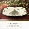 Spode Christmas Tree Scalloped Salad Plate - Holiday-Themed Stoneware Appetizer Plate - 9 Inch Christmas Dinner Dish - Dishwasher & Microwave Safe