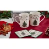 Spode Christmas Tree Polka Dot Mug & Coaster Set With Tin Box (5-Piece Set) - Porcelain Mugs And Cork-Backed Coasters - Dishwasher & Microwave Safe