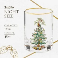 Spode Christmas Tree 14oz Double Old Fashioned Glasses, Set Of 4 - Festive Holiday, Excellent For Whiskey At Holiday Gatherings And Cozy Celebrations -Spode GUEST fb532af8 3d47 4a3b 9762 772aa1ee0dde