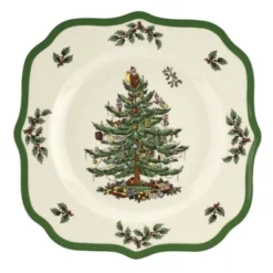Spode Christmas Tree Scalloped Salad Plate - Set Of 4